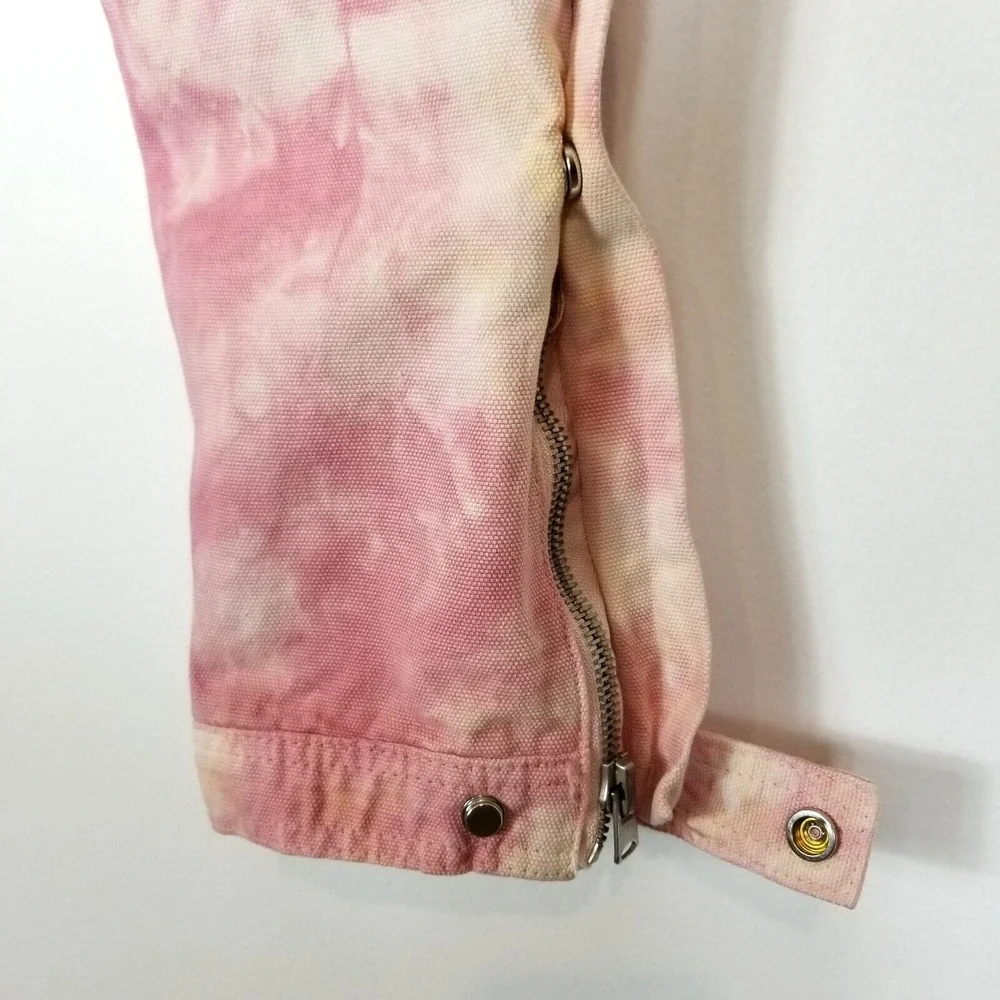 MNML Men's White Pink Tie‎ Dye Jeans Size 29 Snap Zip Sides Pockets